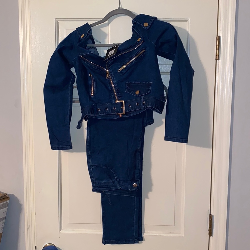 Fashion Nova denim pants set size Large